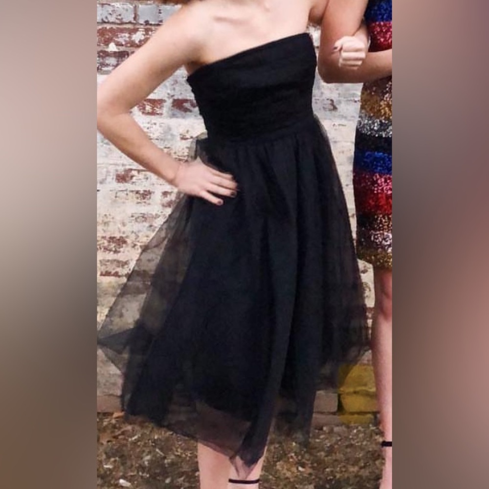 J. Crew Voluminous Black Tulle Strapless Cocktail Dress